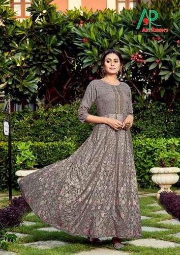 गाउन रेयॉन प्रिंटेड गाउन कैटलॉग सेट