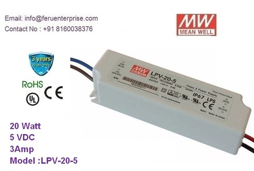 Lpv-20-5 मीनवेल एलईडी ड्राइवर दक्षता: 77%