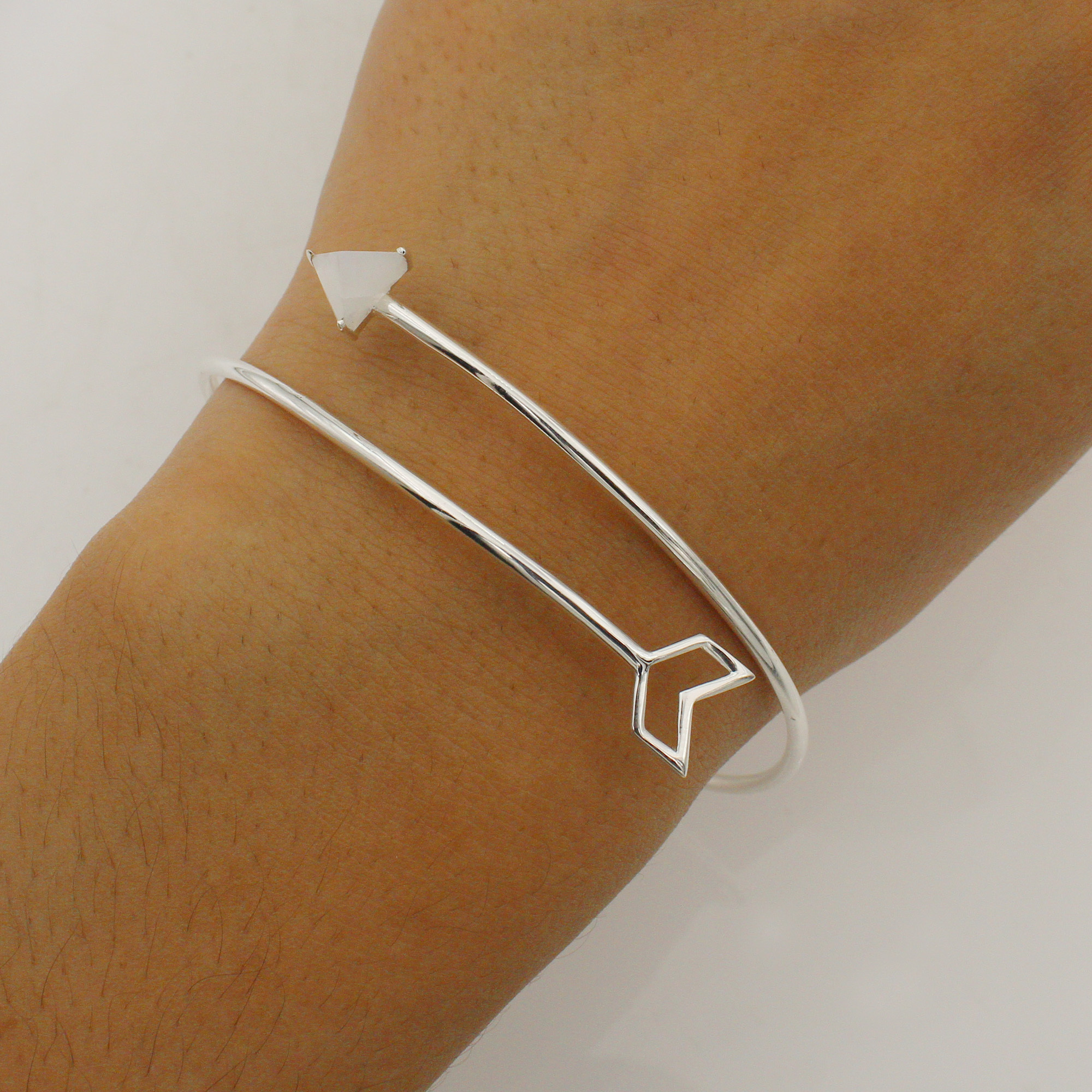 925 Sterling Silver Arrow Moonstone Cuff Bracelet