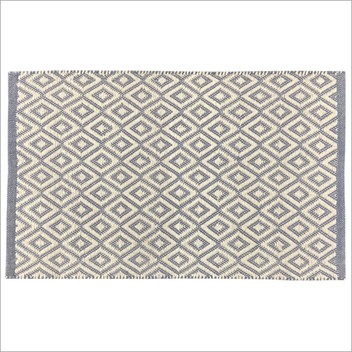 Washable Grey Diamond Cotton Rug