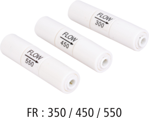 Flow Restrictor - Polypropylene, 1.5" x 0.5" Dimensions , 300-550 GPM Flow Rate, 100 PSI Operating Pressure, NSF Certified