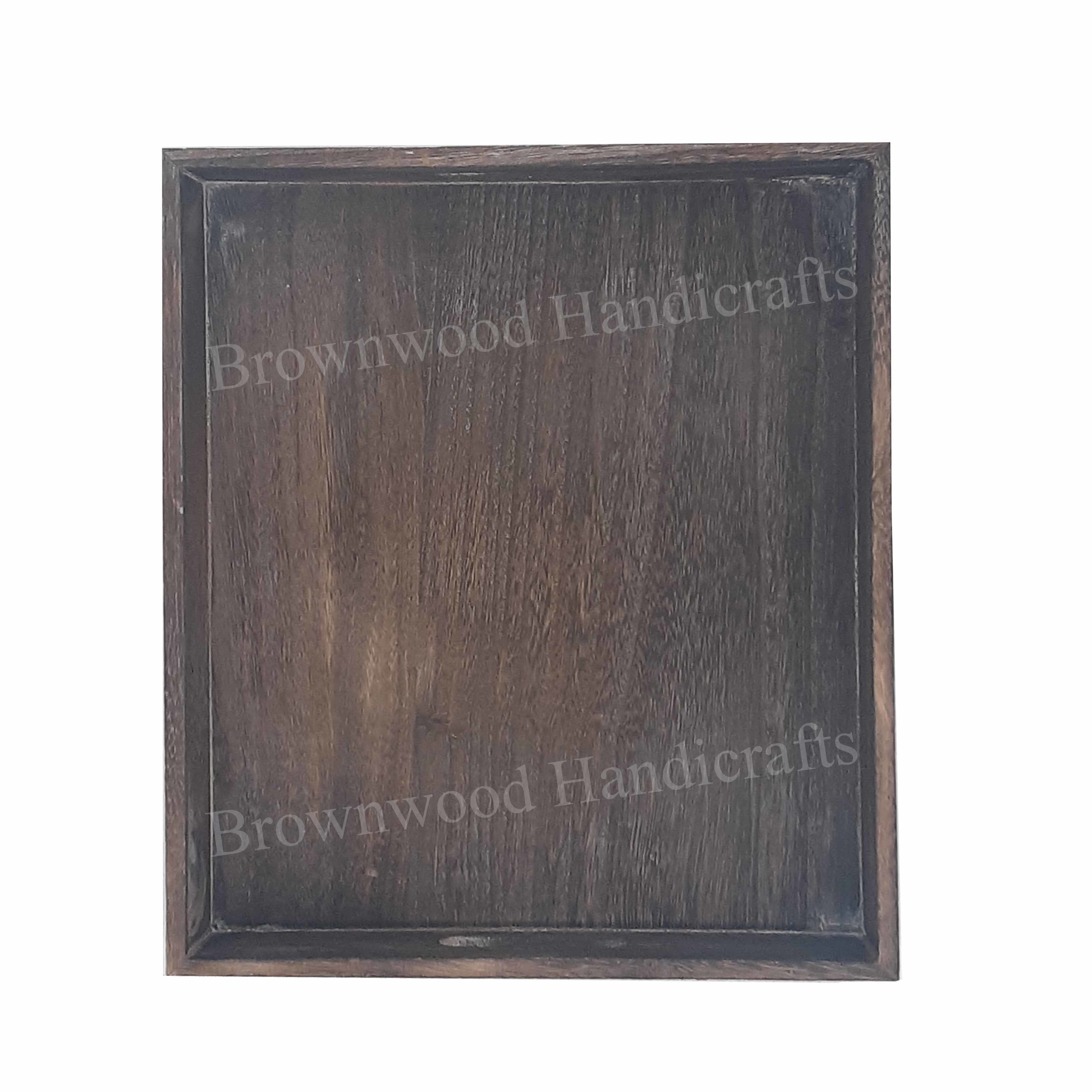 Burnt Mango Wood Serving Tray Set Of 2 Trays