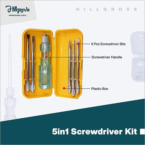 Hillgrove 5 In 1 Multipurpose Repair Screw Driver Tool Kit With Neon Bulb Combination Screwdriver Set