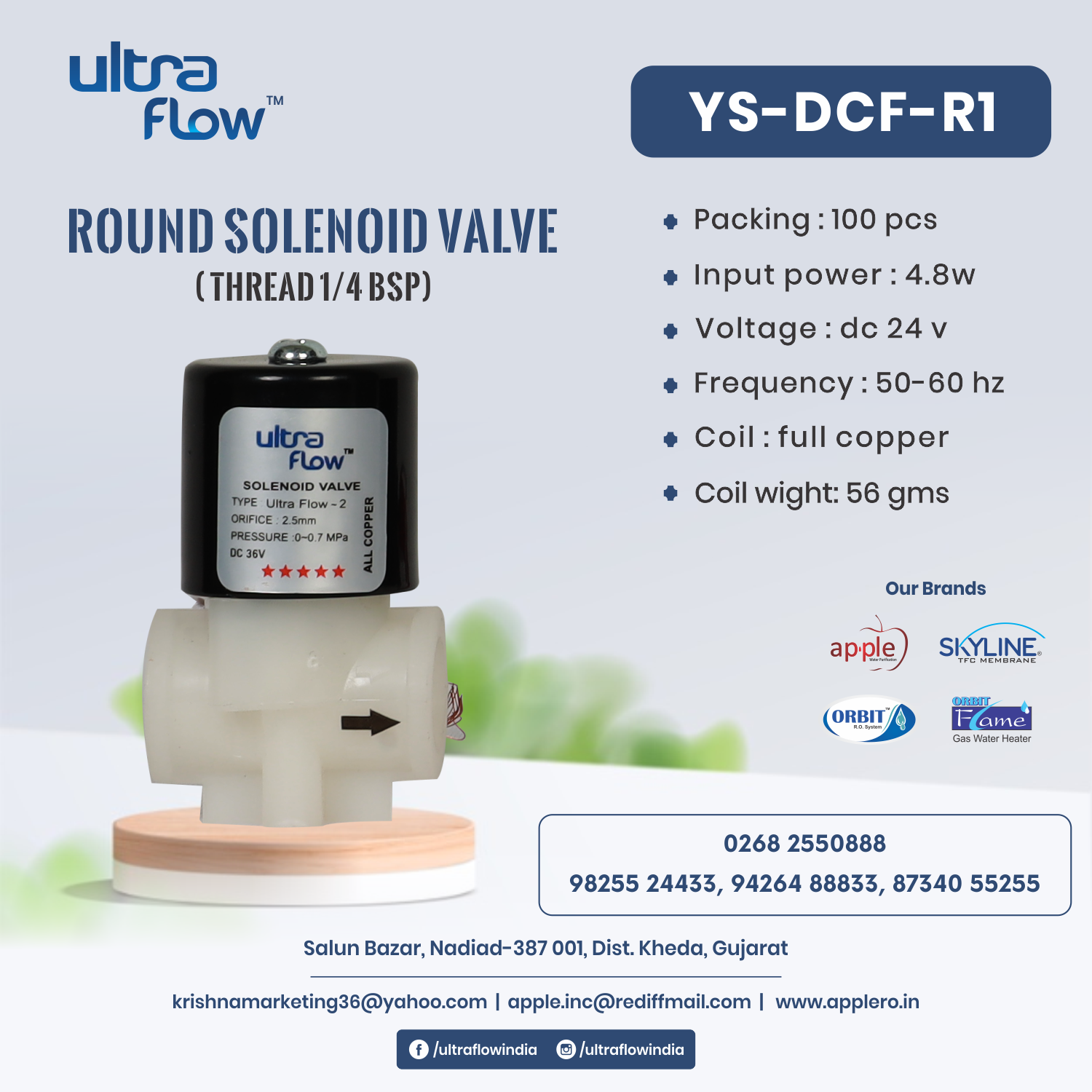 24 Vdc Push Fit Solenoid Valve