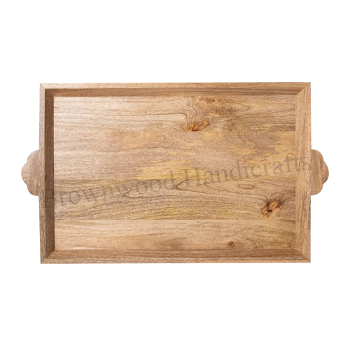 टेबलवेयर मैंगो वुड सर्विंग ट्रे नेचुरल फ़िनिश के साथ
