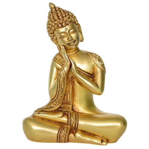 Sculpture Buddha Symbol Of Piece Brass Metal Statue