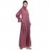 Cotton Designer Elegant Abaya Puce Pink