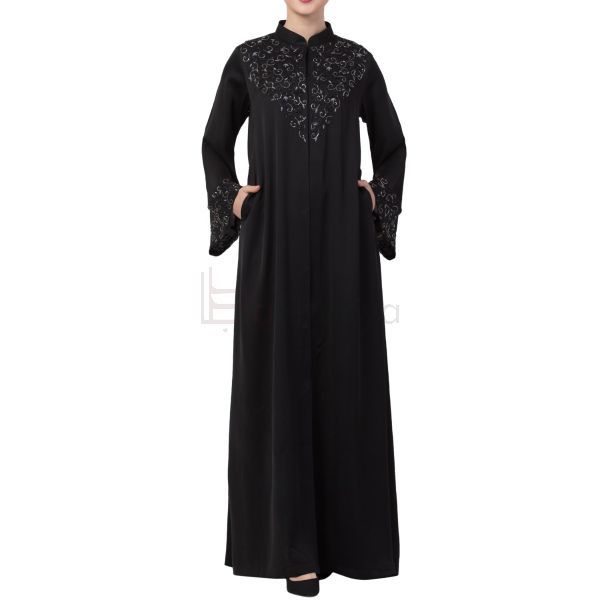 Plain Mushkiya Occasion Burqa With Hand Work