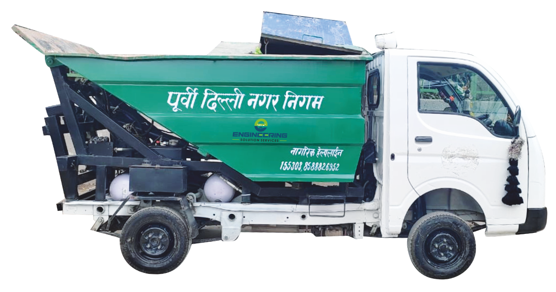 Mini Garbage Tipper - Iron, 1.7 Cu.m Tipping Bucket Capacity | Efficient Door-to-door Waste Collection, Direct Unloading Into Refuse Compactor