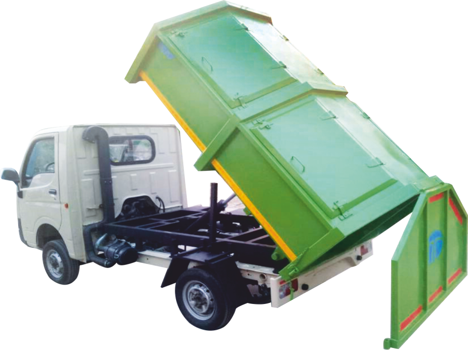 Mini Garbage Tipper - Iron, 1.7 Cu.m Tipping Bucket Capacity | Efficient Door-to-door Waste Collection, Direct Unloading Into Refuse Compactor