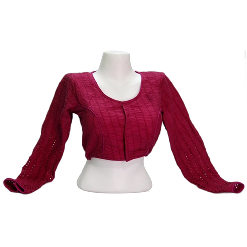 वॉशेबल लेडीज़ कॉटन हाकोबा बोट नेक फुल स्लीव ब्लाउज़