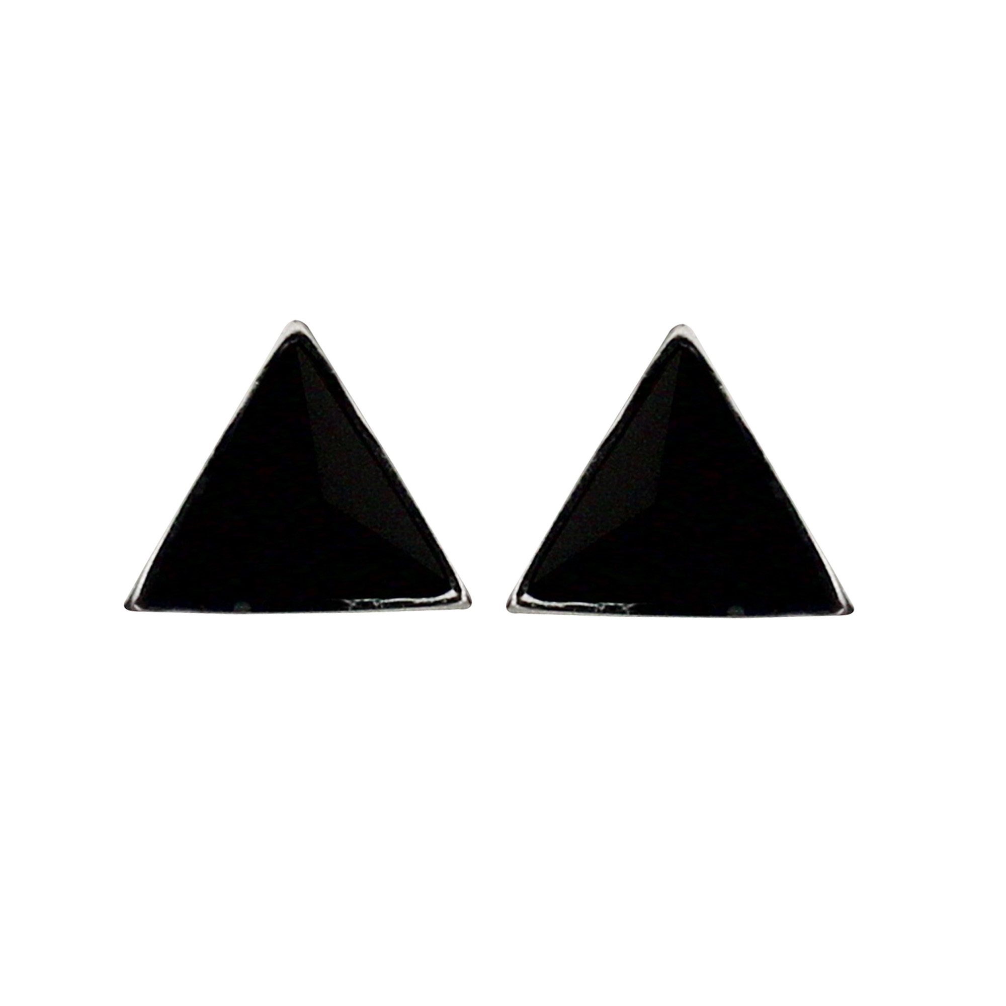 925 Sterling Silver Black Onyx Pyramidal Jacket Earring