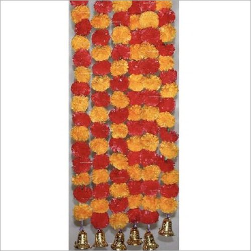 वॉशेबल स्फिंक्स आर्टिफिशियल मैरीगोल्ड फ्लफी फ्लावर और गोल्डन बेल्स गारलैंड्स 6 स्ट्रिंग्स का पैक