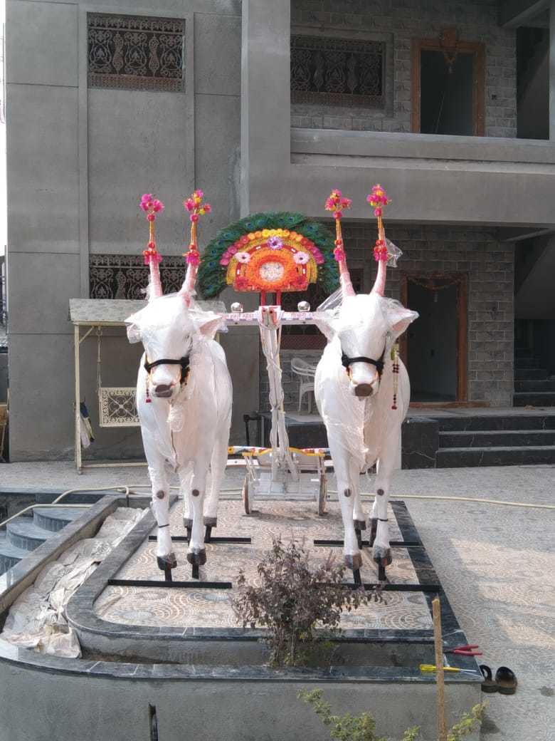 White Frp Ox Statue