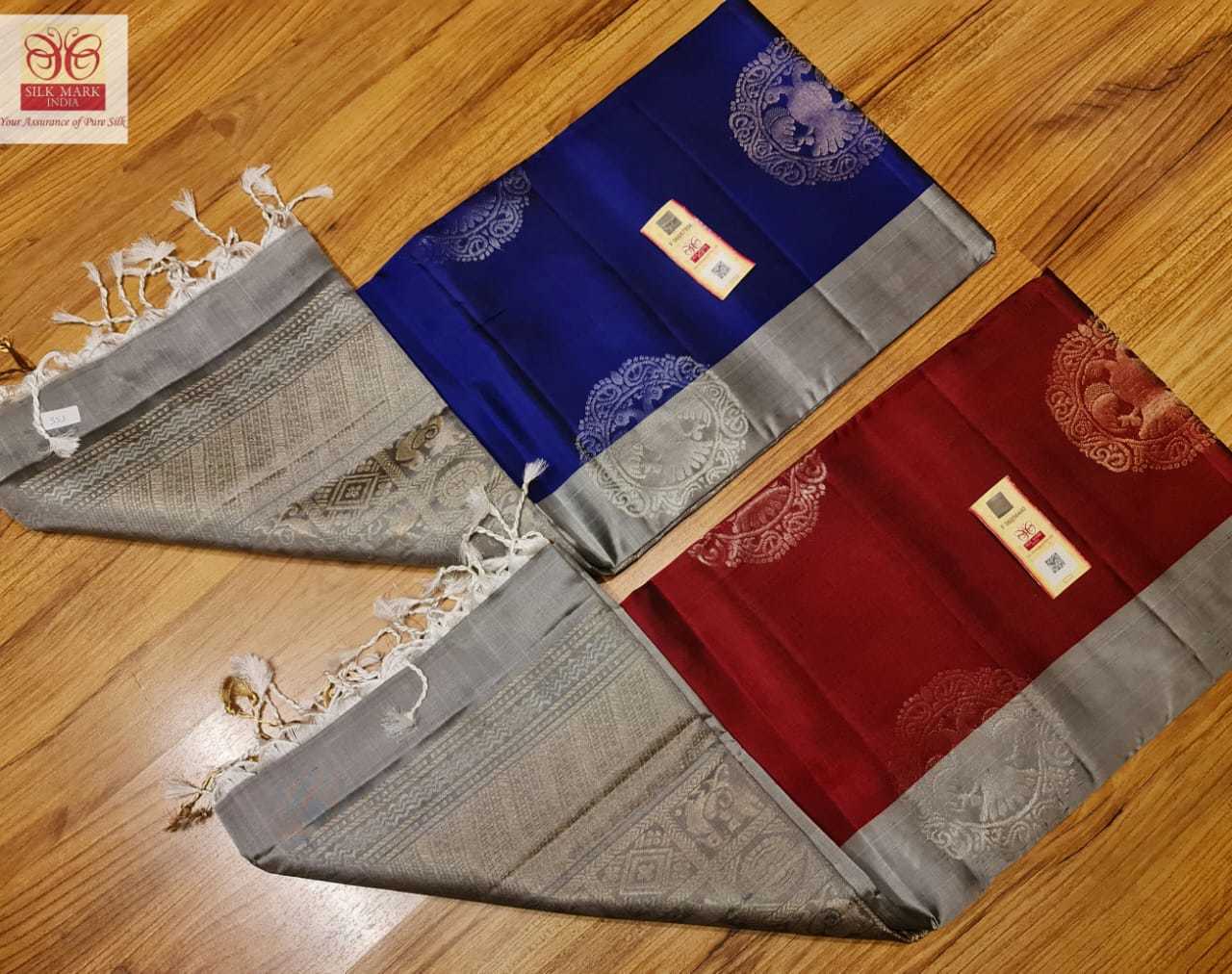 Navy Blue With Silver Pure Soft Silk Handloom Fancy Saree