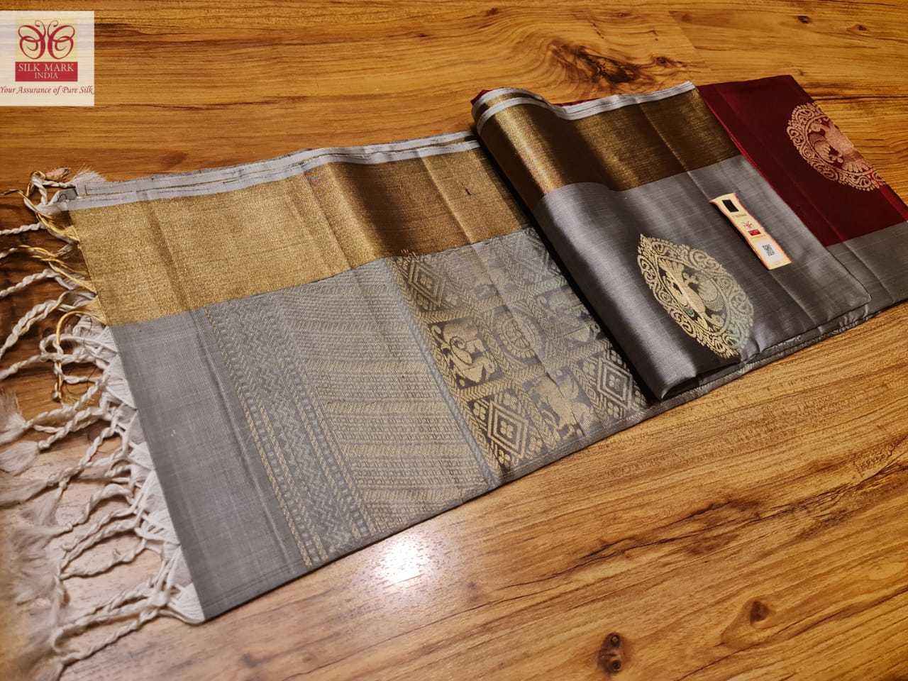Navy Blue With Silver Pure Soft Silk Handloom Fancy Saree