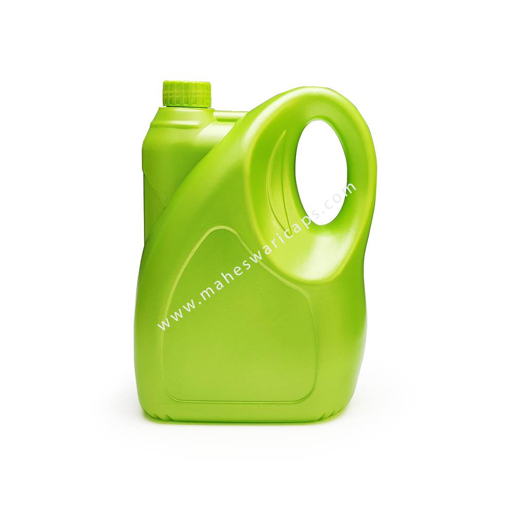 Hdpe Jerry Can 5ltr - Plastic, 5 Litre, Yellow, Green, Narrow Flip Top Lid | Ideal For Beverage And Oil Storage, Custom Logo Screen Printing