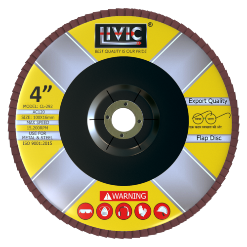 फ्लैप डिस्क ब्राउन 4 इंच कटिंग स्पीड: 15200 Rpm