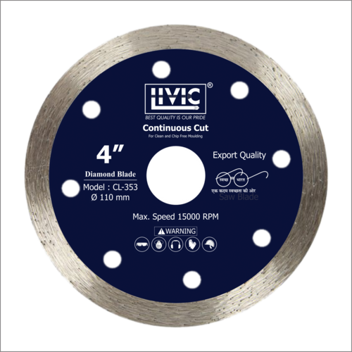 Diamond Blade Continuous Rim - 4 Inch Diameter, 14500 RPM Cutting Speed | 100% Cutting Accuracy for Marble Cutting and Molding