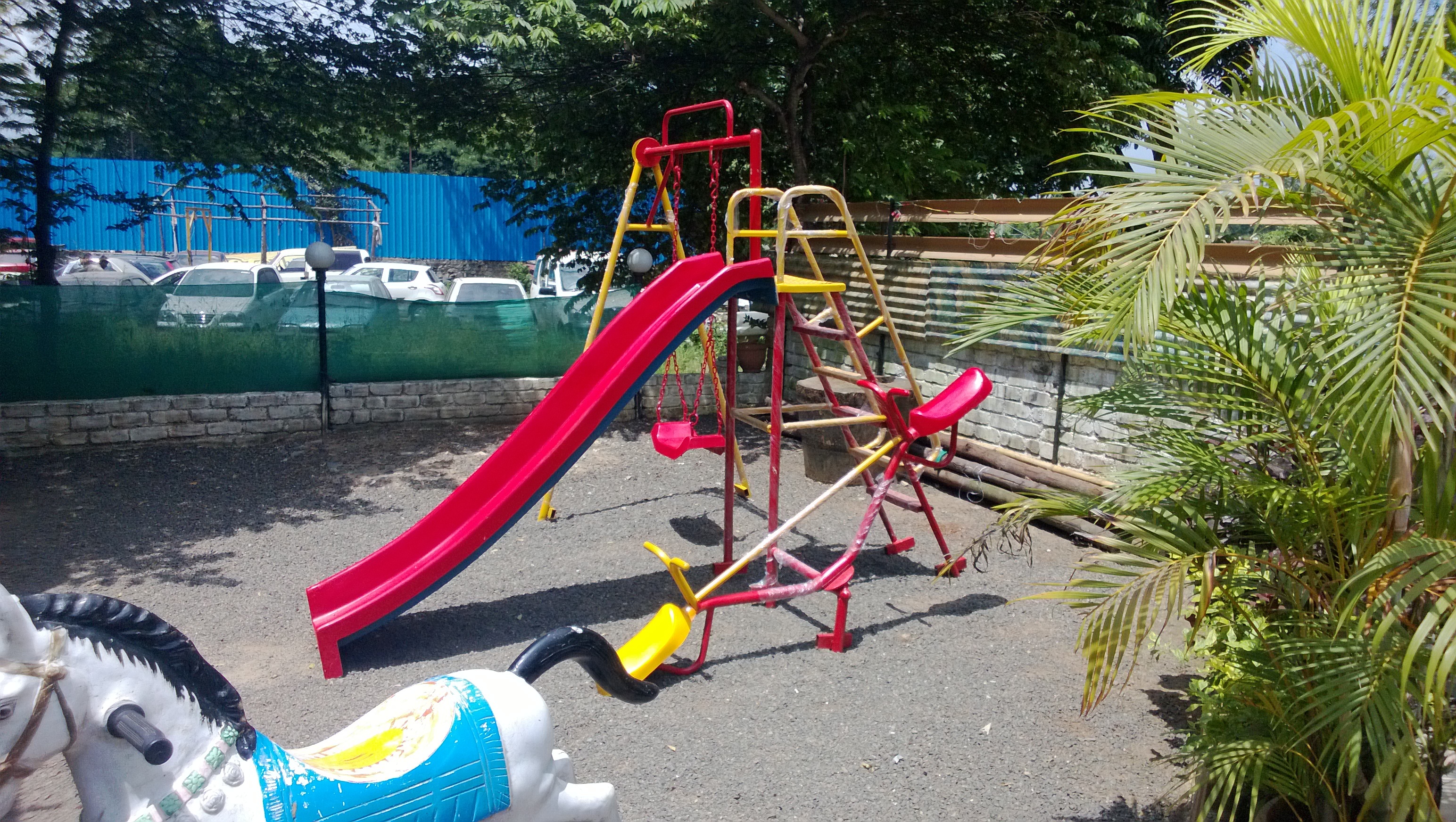 Park Accessories P45 3 In 1 Frp Slide Long 7ft And Single Swing And Sea Saw