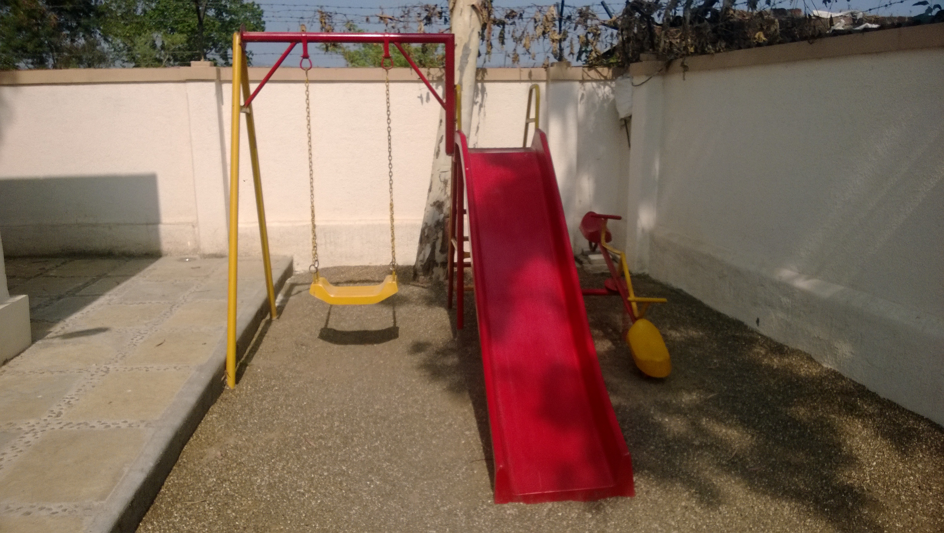 Park Accessories P45 3 In 1 Frp Slide Long 7ft And Single Swing And Sea Saw
