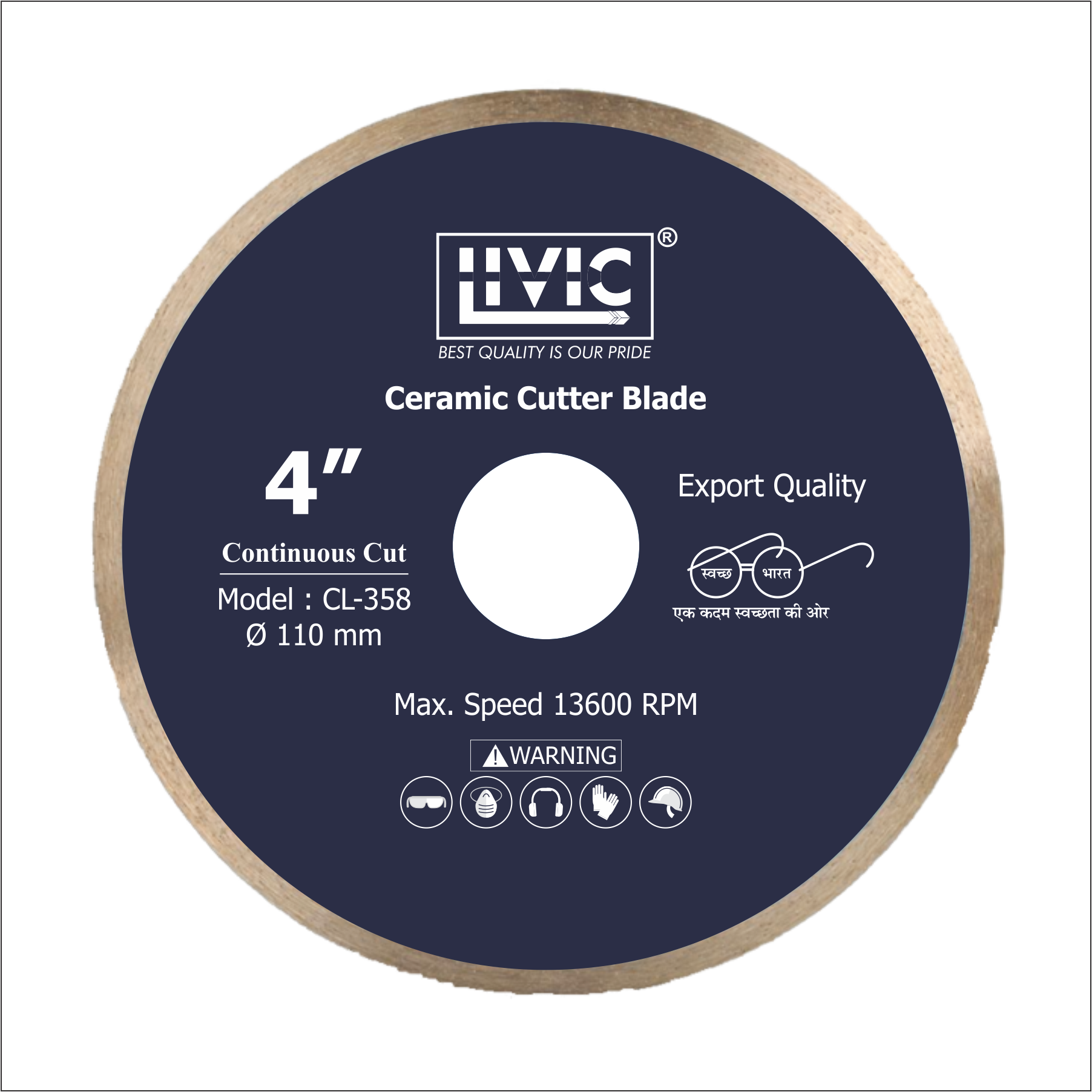 Ceramic Cutter Blade - 4 Inch Diameter, 15000 Rpm Cutting Speed | Segmented Design For Enhanced Cooling And Precision Cuts