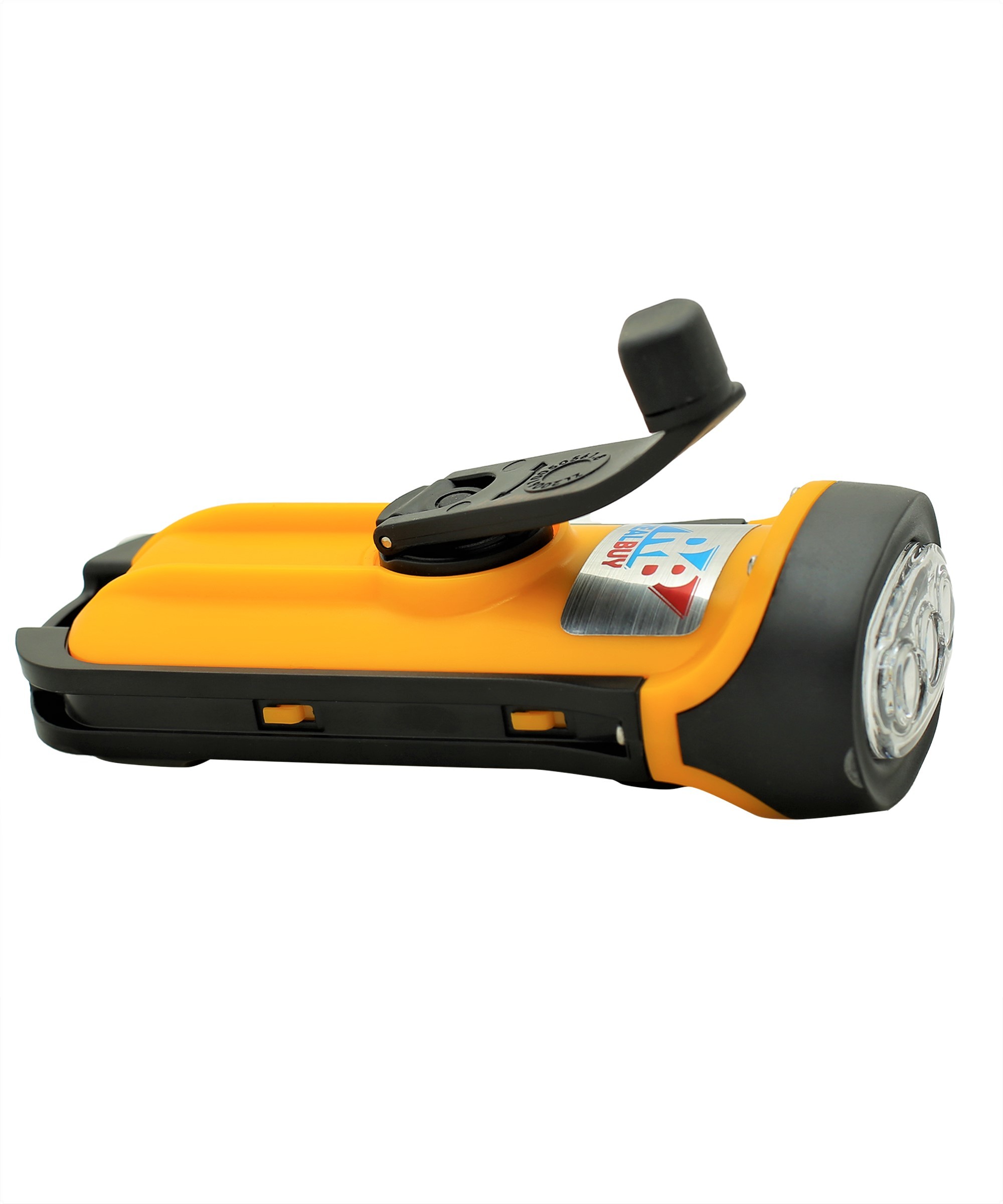 Realbuy Waterproof Dynamo Led Torch - High Grade Abs, Yellow Color, 6500k Cool Daylight | 3 Operating Modes, Battery-free Crank Charging, 100% Shock Proof, Unbreakable Design