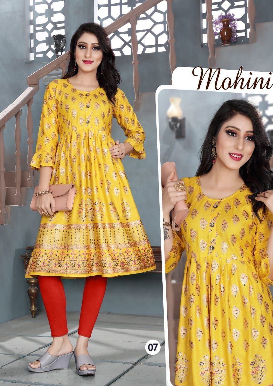 Cotton Mohini Straight Rayon Printed Kurti Catalogue Set