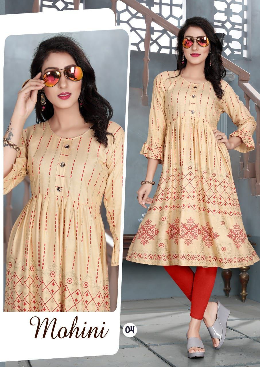 Cotton Mohini Straight Rayon Printed Kurti Catalogue Set