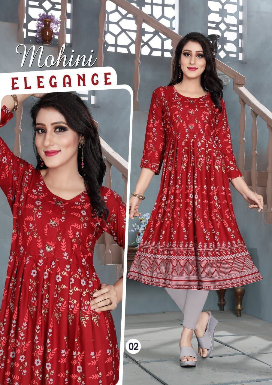 Cotton Mohini Straight Rayon Printed Kurti Catalogue Set