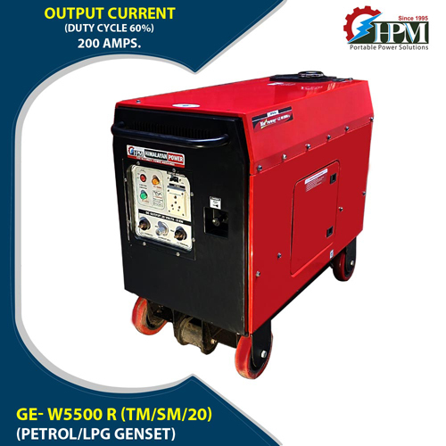 Black & Red Petrol Run 5 Kw  Welding Generator 200 Amps Model Hybrid Ge-W5500R Recoil Start
