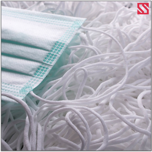 Round Loop Mask Elastic Band - 1.2mm Thick, 2mm Wide, White Polyester | Versatile for Garment Stitching, 50m Roll Length