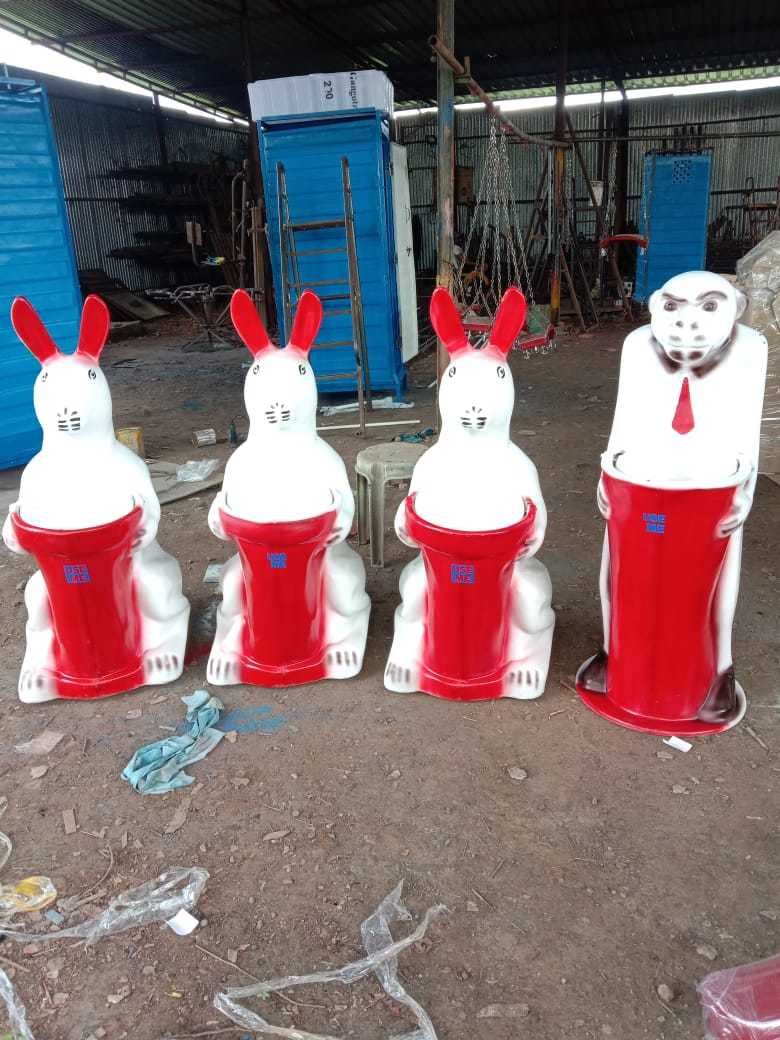 D2 Frp Rabbit Dustbin - Plastic Material, 44" Height X 27" Diameter, Ant Color, 2-5 Mm Thickness | Industrial Application