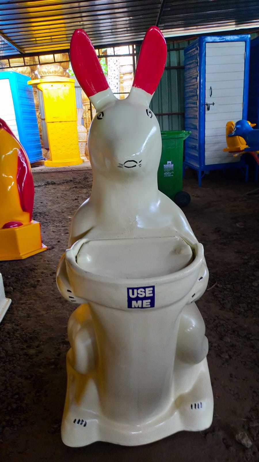 D2 Frp Rabbit Dustbin - Plastic Material, 44" Height X 27" Diameter, Ant Color, 2-5 Mm Thickness | Industrial Application
