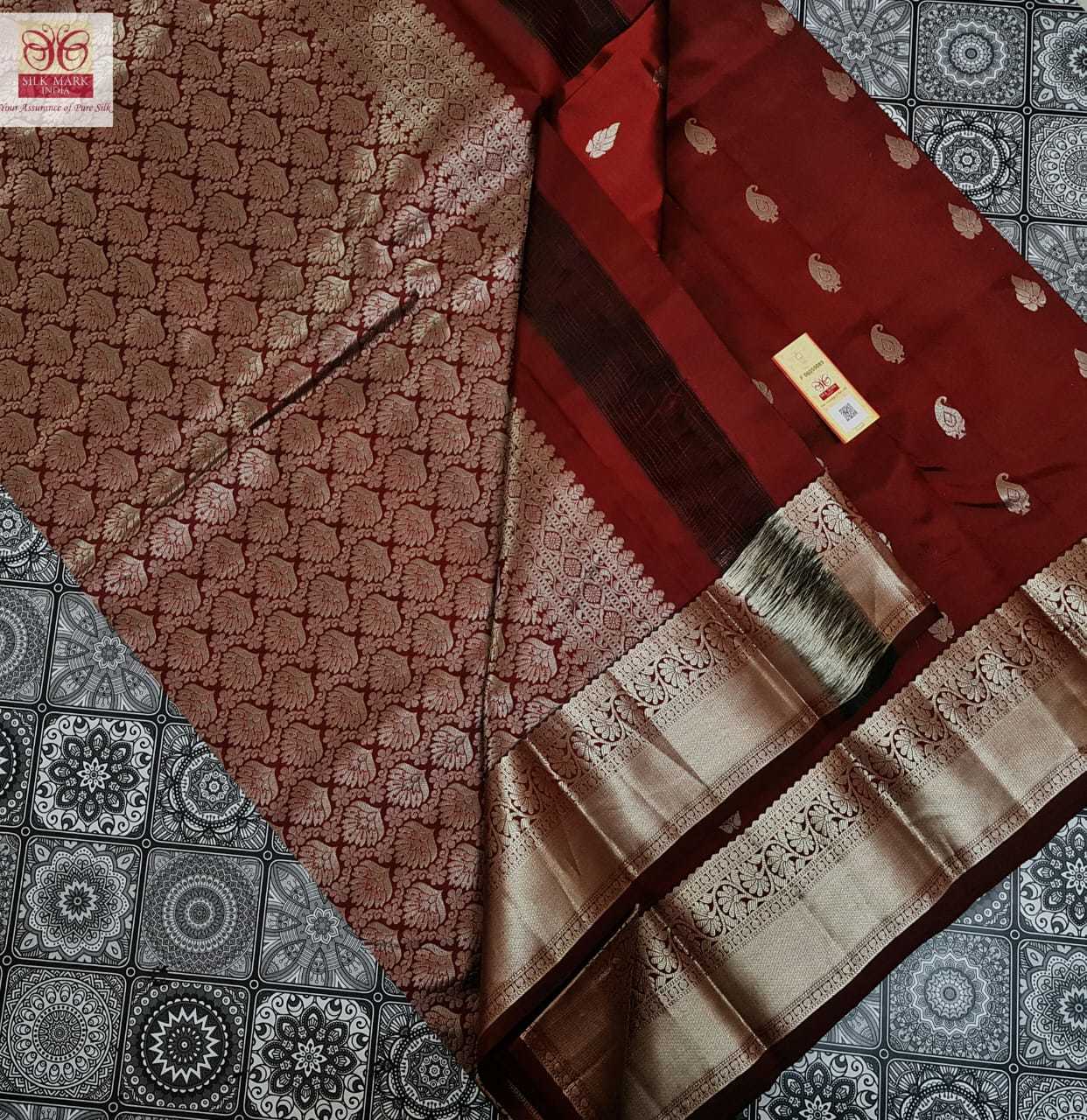 Traditional Kanjivaram Silk Marron Soft Saree