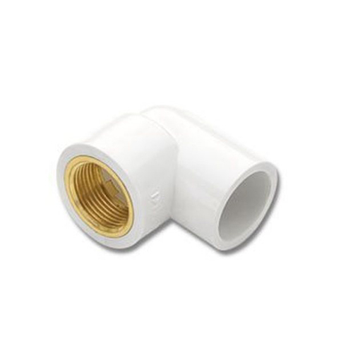 White UPVC Brass Elbow - 90-Degree Rigid Elbow for Plumbing Systems, Thread-Based Sealing, Suitable for Cold & Hot Water, Smooth Finish