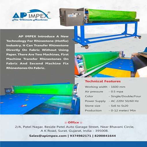 Roll To Roll Paperless Rhinestone Transfer Machine (2 Size) Dimension(l*w*h): 1600(working Area) Millimeter (Mm)