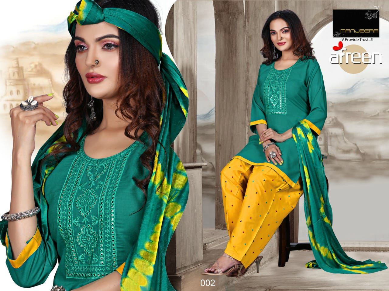 Chiffon Aafreen Embroidery Work Dress Material Catalogue Set