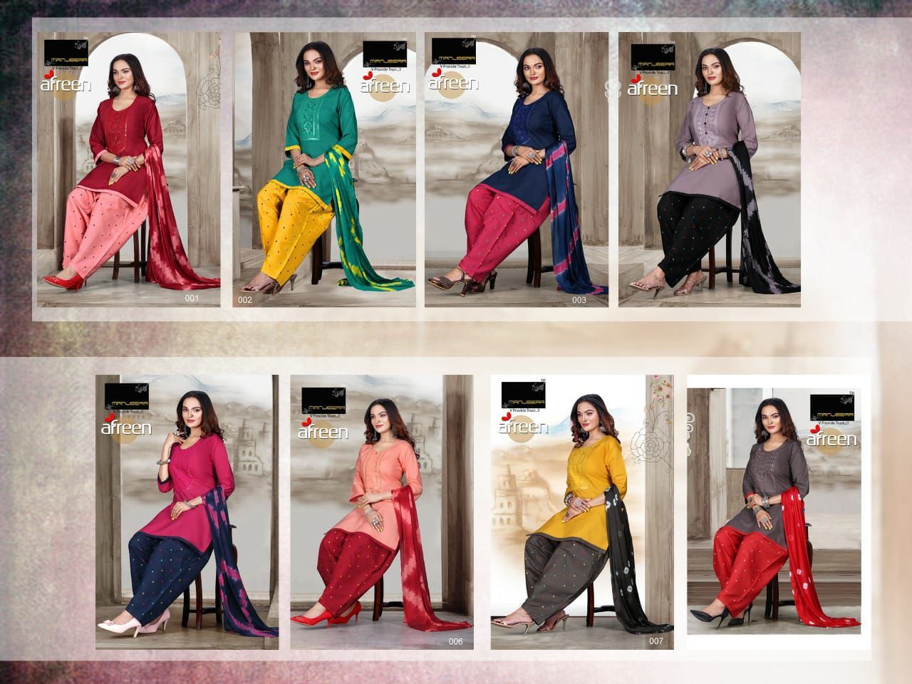 Chiffon Aafreen Embroidery Work Dress Material Catalogue Set