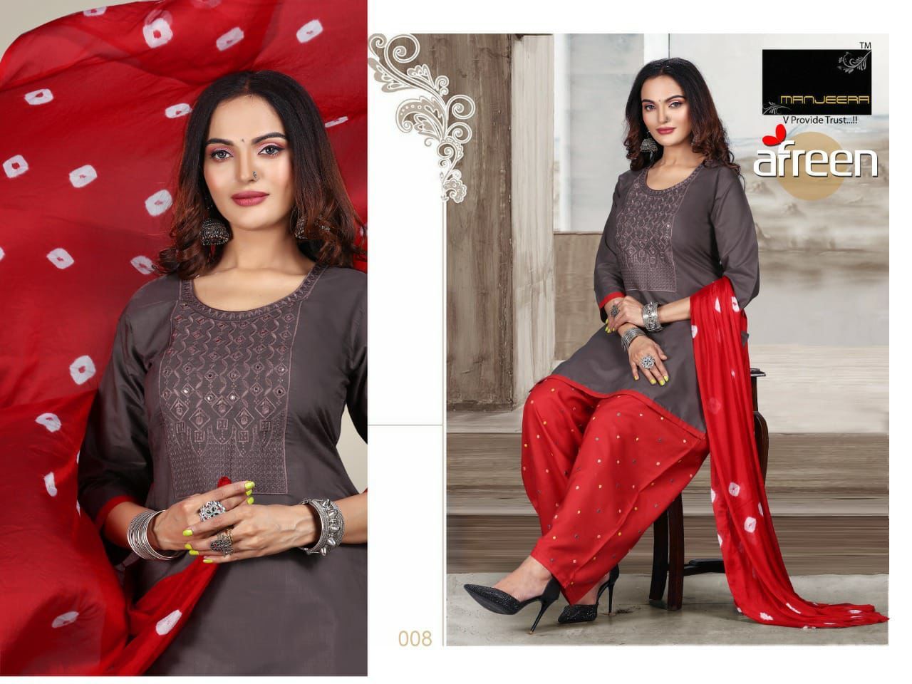 Chiffon Aafreen Embroidery Work Dress Material Catalogue Set