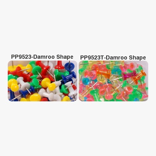 Push Pin - Abs Plastic, Damroo Shape, Assorted Colors | Ideal For Cork Boards, Bulletin Boards, Map Marking, Paper Fixing, Corrosion-resistant Steel Points