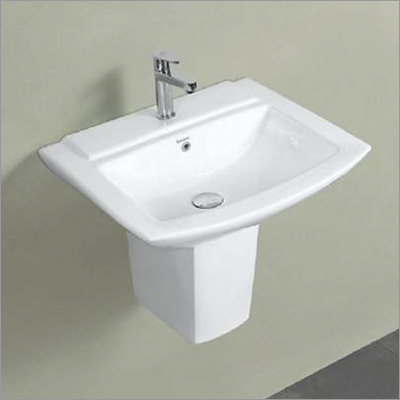 सफेद 23X19X19 इंच हाफ वन पीस बेसिन