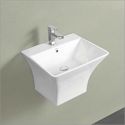 सफेद 18X18X14 इंच हाफ वन पीस बेसिन