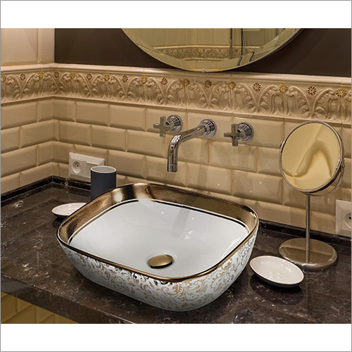 455 x 325 x 135 मिमी ग्लॉसी फ़िनिश सिरेमिक आर्ट बेसिन