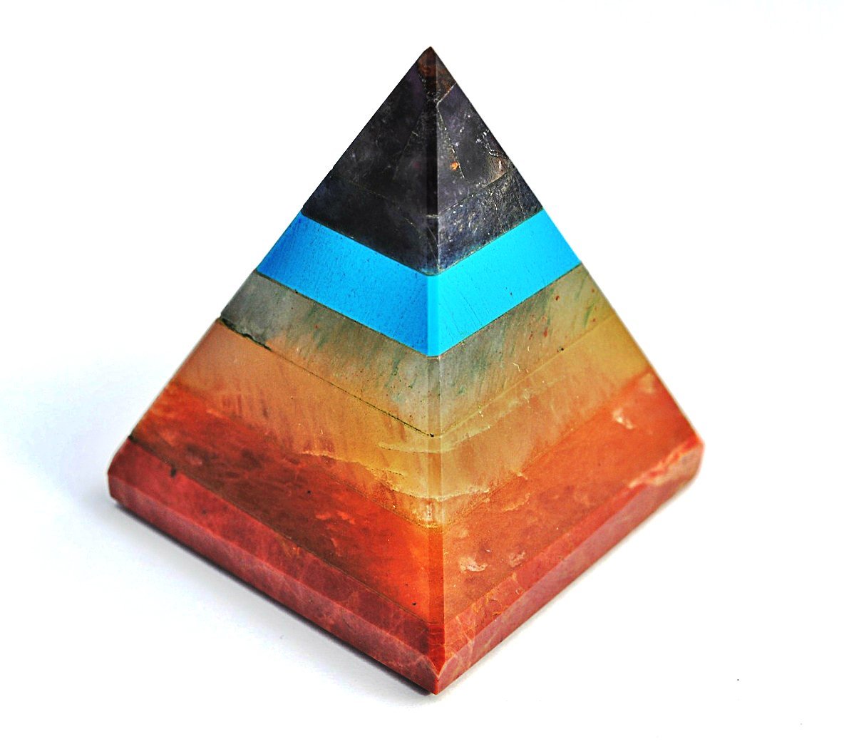 Seven Chakra Pyramid - Crystal Material, Varying Dimensions, Multicolor Design | 7 Pieces For Chakra Balancing And Cosmic Energy Alignment