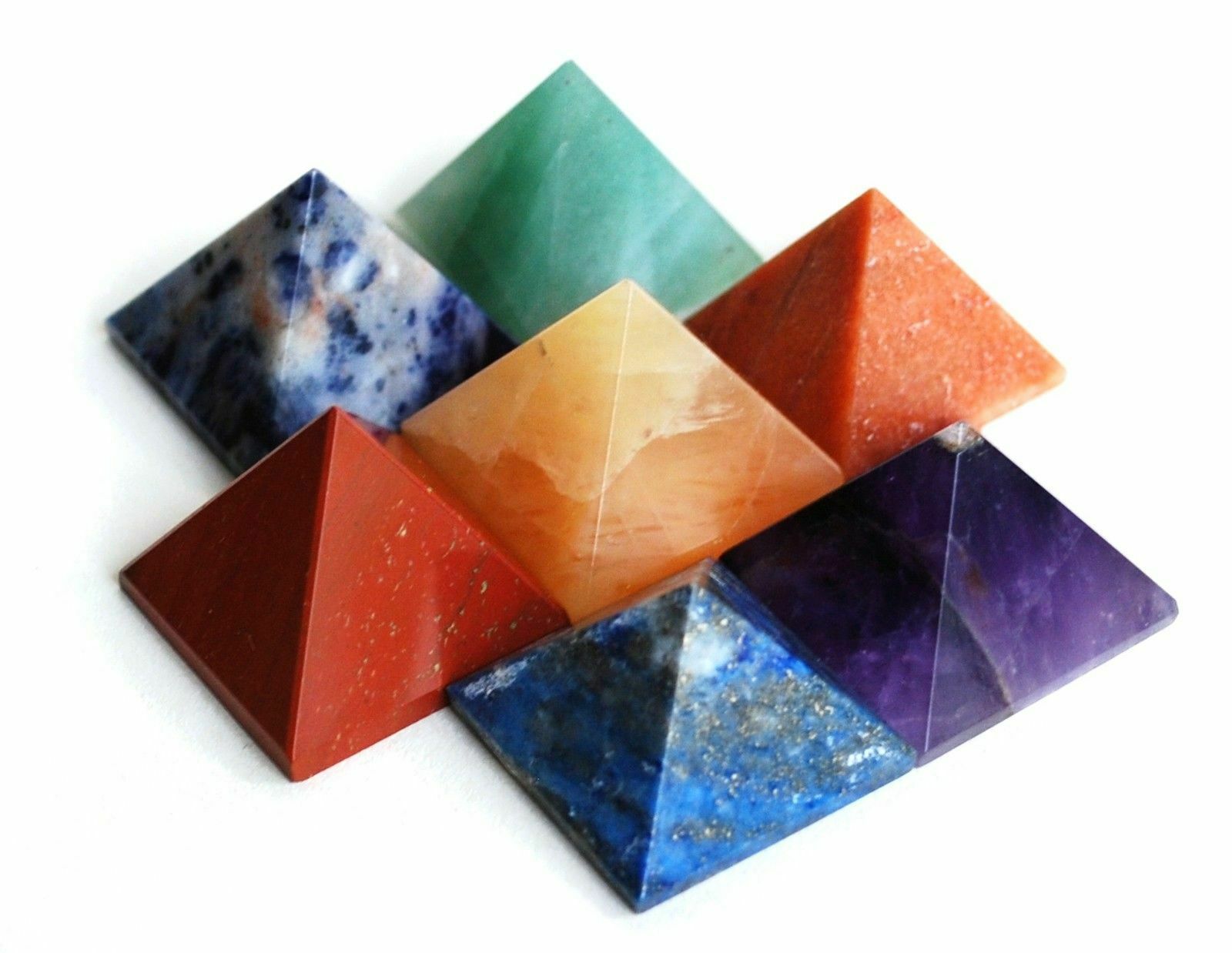 Seven Chakra Pyramid - Crystal Material, Varying Dimensions, Multicolor Design | 7 Pieces For Chakra Balancing And Cosmic Energy Alignment