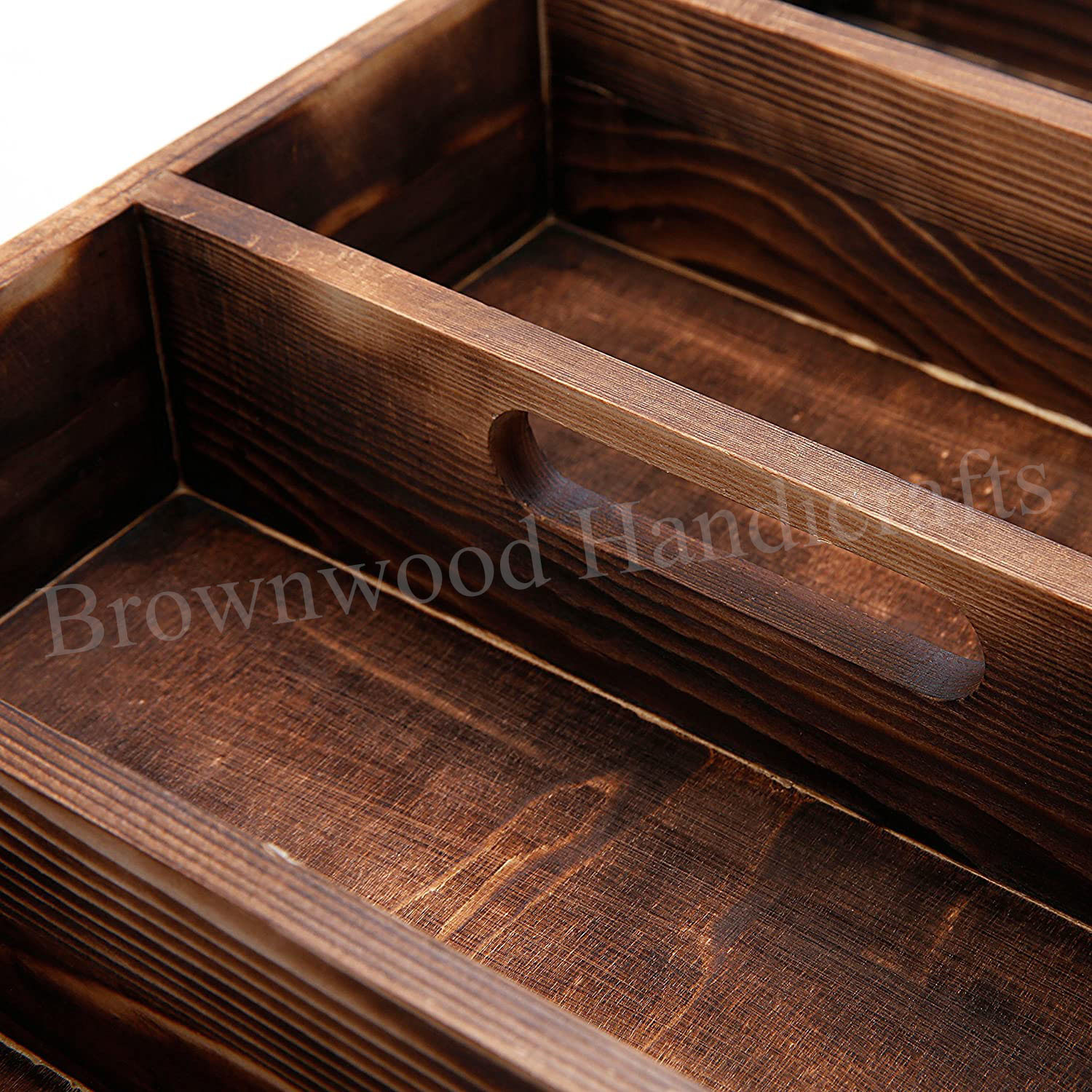 Burnt Pine Wood Partition Tray