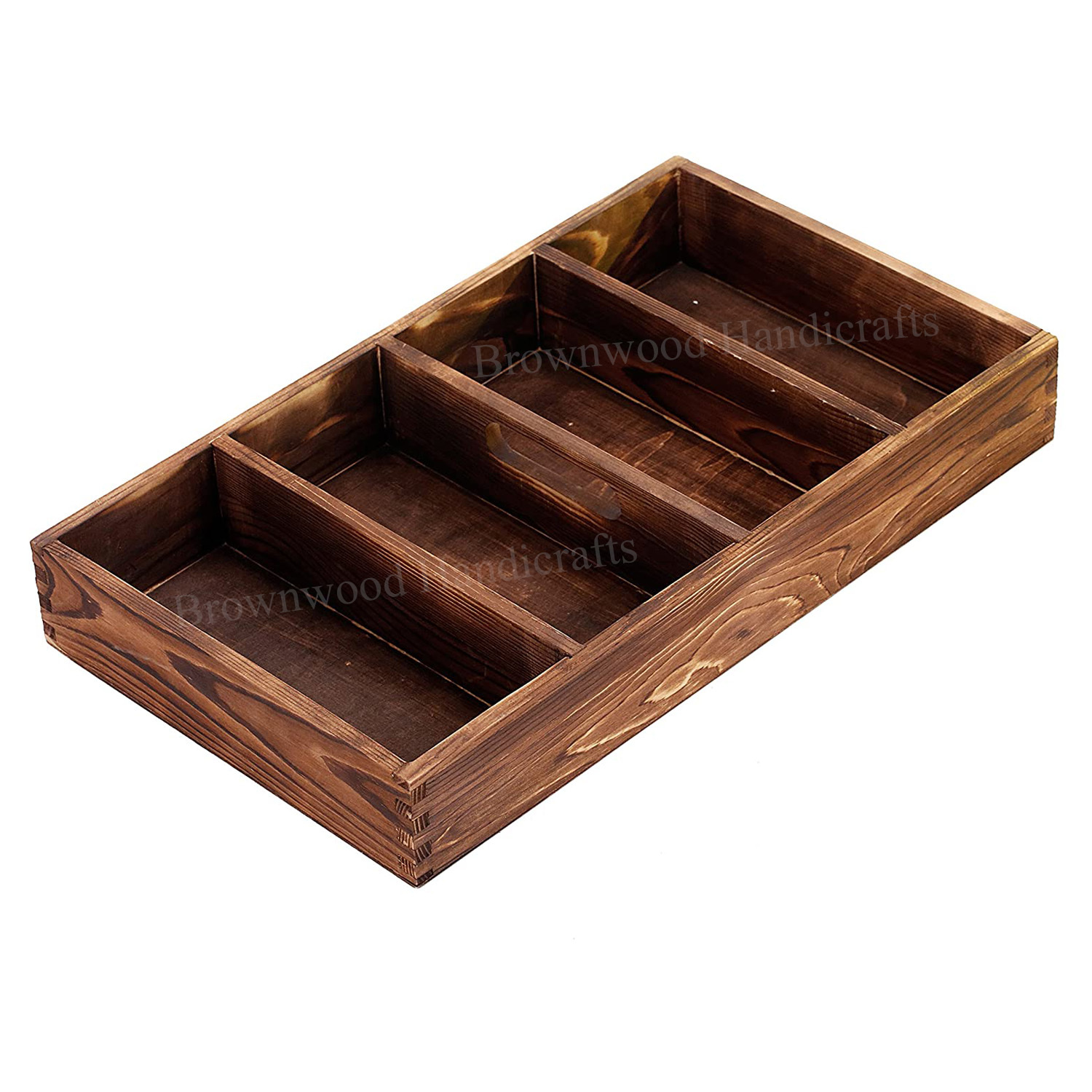 Burnt Pine Wood Partition Tray