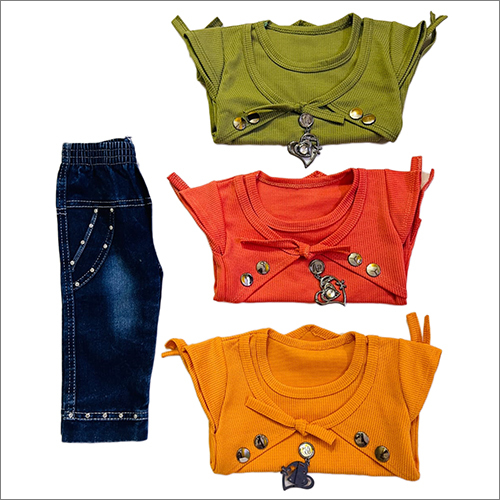 Washable Girls Fancy Top And Pant Set