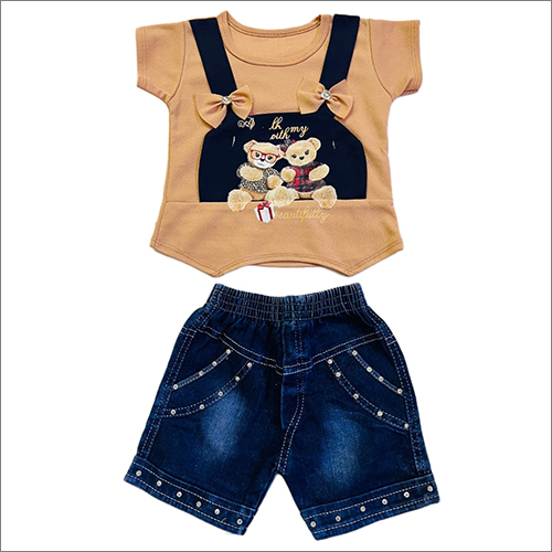 Washable Girls Modern Top And Shorts Set